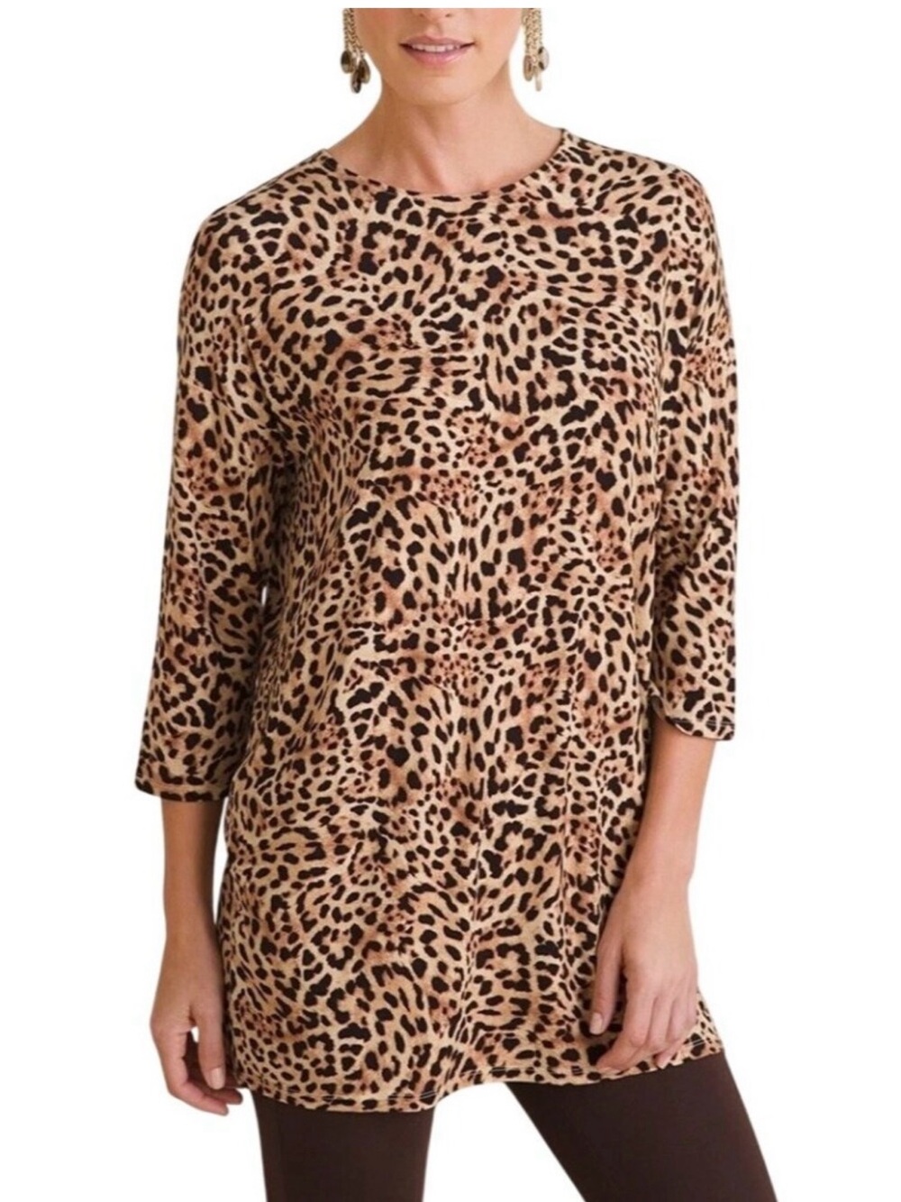 Chico's Leopard Print Tunic - Tan & Black